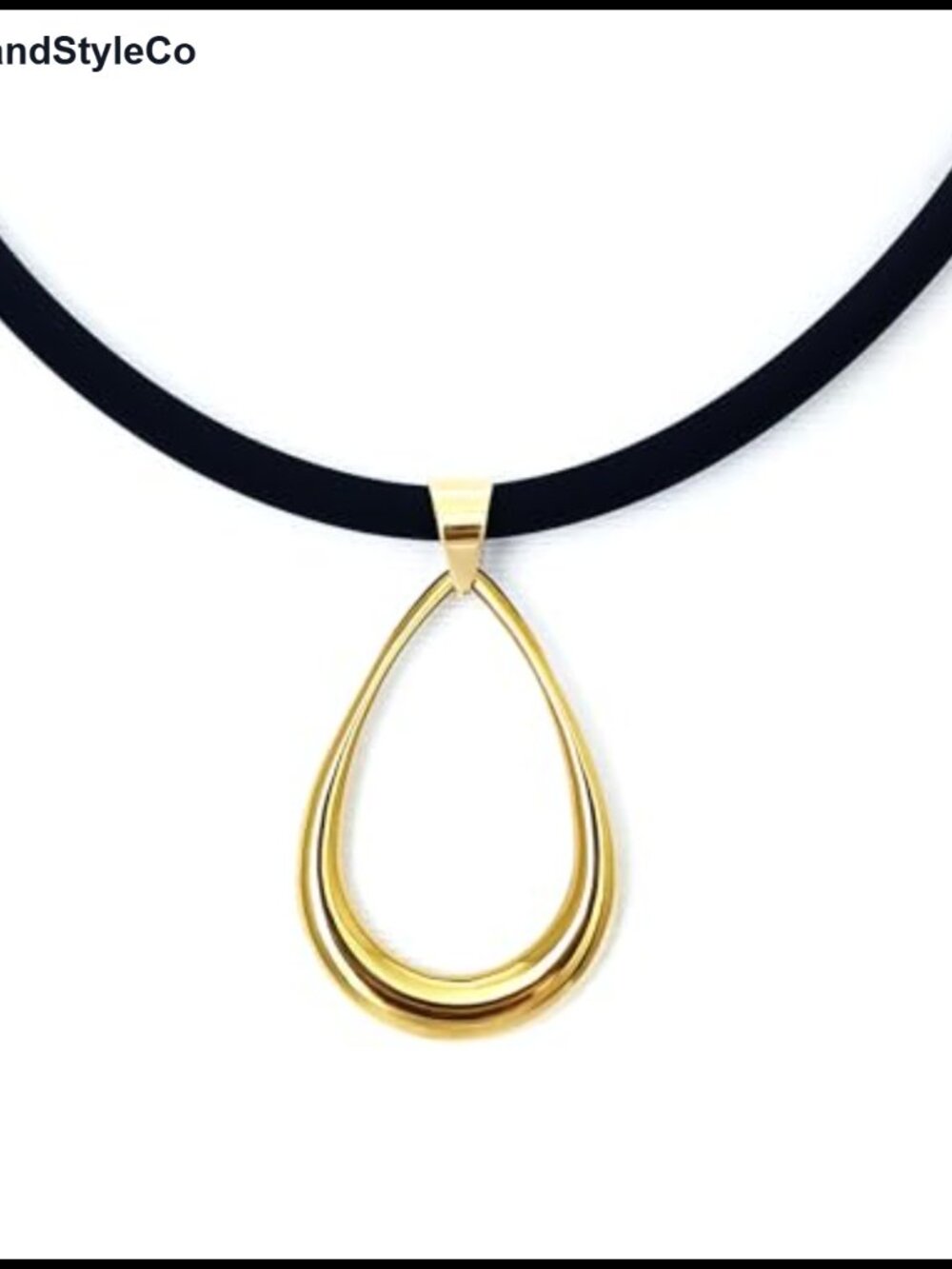 Women's Stainless Steel Teardrop Necklace with Silicone Chain 20"